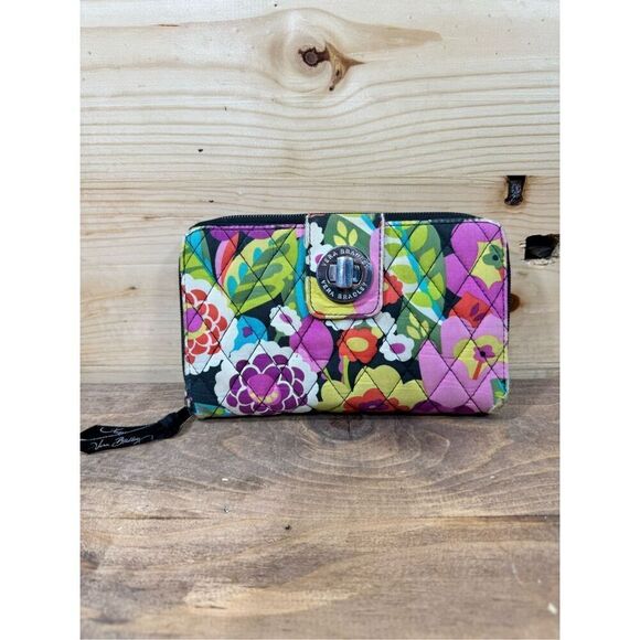 Vera Bradley Va Va Bloom 2012 Women's Floral Multicolor Turn Lock Zip-Around Wal - Picture 1 of 13
